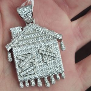 Sterling silver trap house pendant